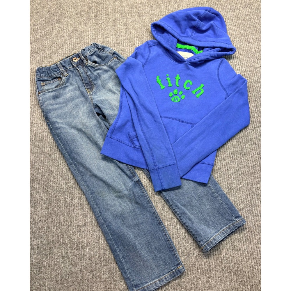 Abercrombie Kids Blue Hoodie & Lucky Brand Jeans Set Boys Size Medium Small